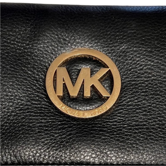 Michael Kors Black Clutch with Gold Logo - Picture 4 of 12